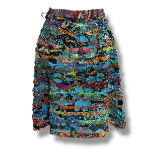 Silly Yeti Y2K Womens Above Knee Skirt Patchwork Boho Patchwork Festival Size S